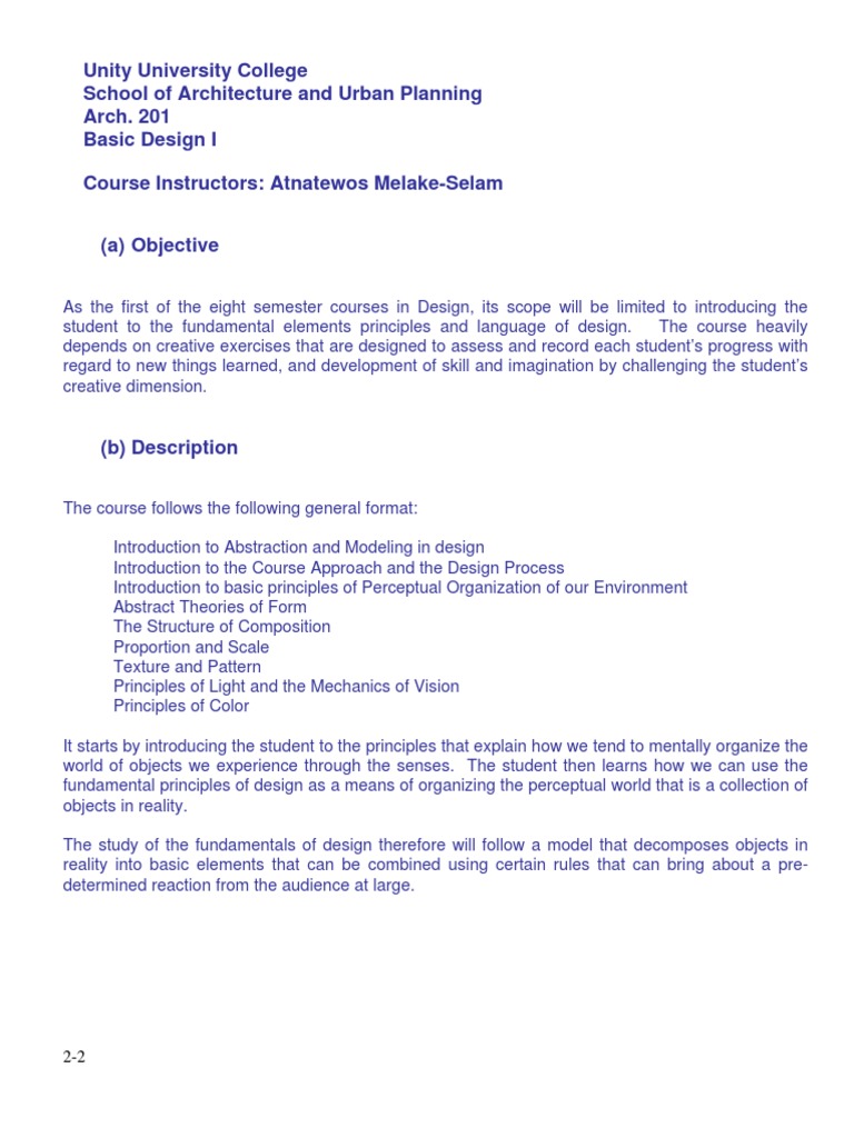 Basic Design I - Unity University College | PDF | Perception | Experience
