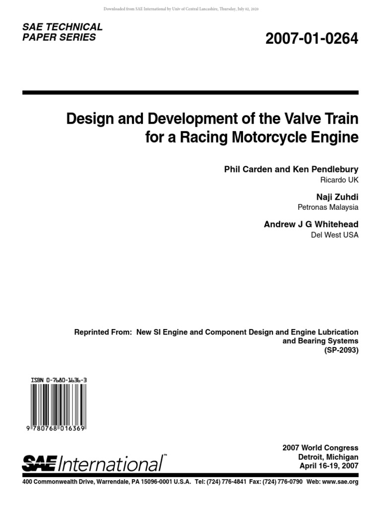 Design and Development of The Valve Train of A Motorcycle Engine | PDF ...