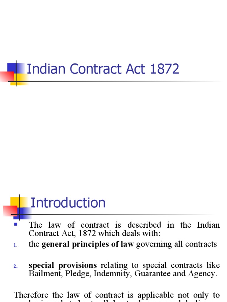 Overview of Indian Contract Act 1872 | PDF | Offer And Acceptance ...