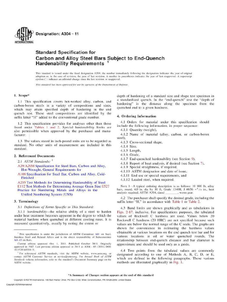 Astm A304 | PDF | Steel | Materials