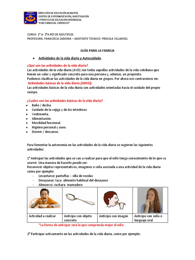 Actividades Diarias para la Autonomía Infantil | PDF | Relaciones ...