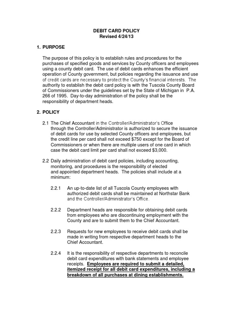 debit card policy | PDF | Debit Card | Receipt