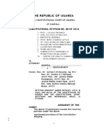 The Republic of Uganda: Constitutional Petition N0. 08 of 2014