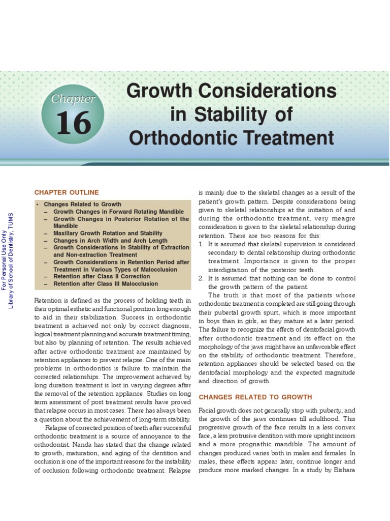 Growth Considerations in Stability of Orthodontic Treatment Chapter