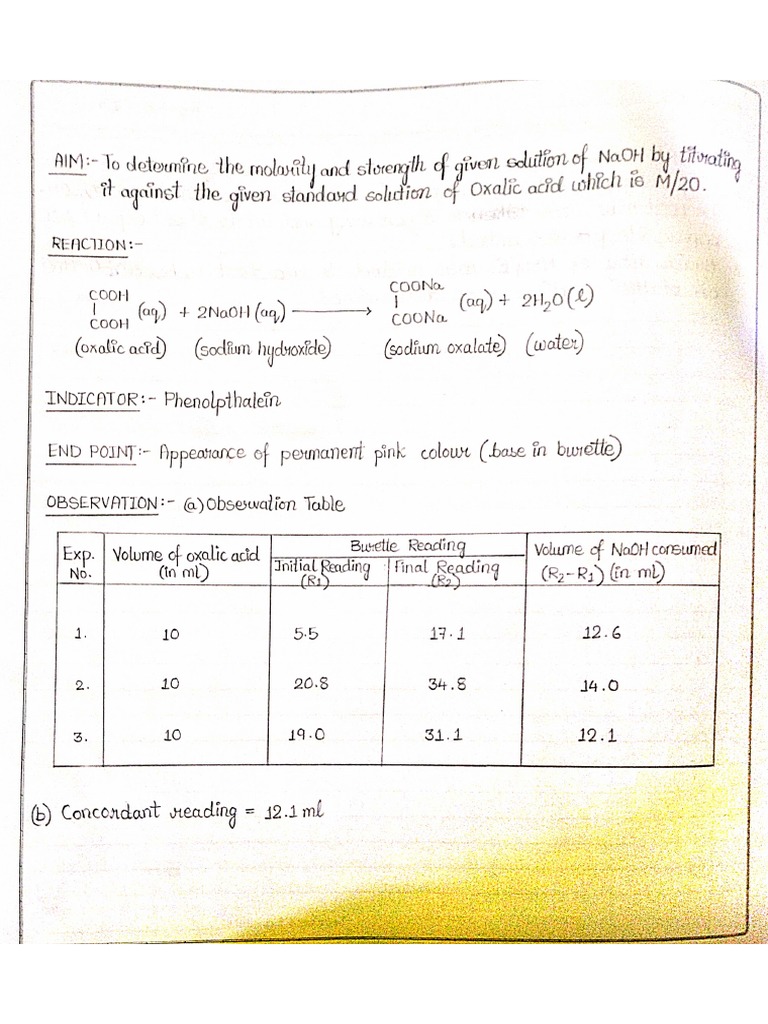 Titration Class XI PDF