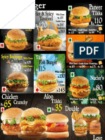 Burger menu with prices