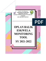 Oplan Balik Eskwela Monitoring Tool SY 2021-2022: Department of Education