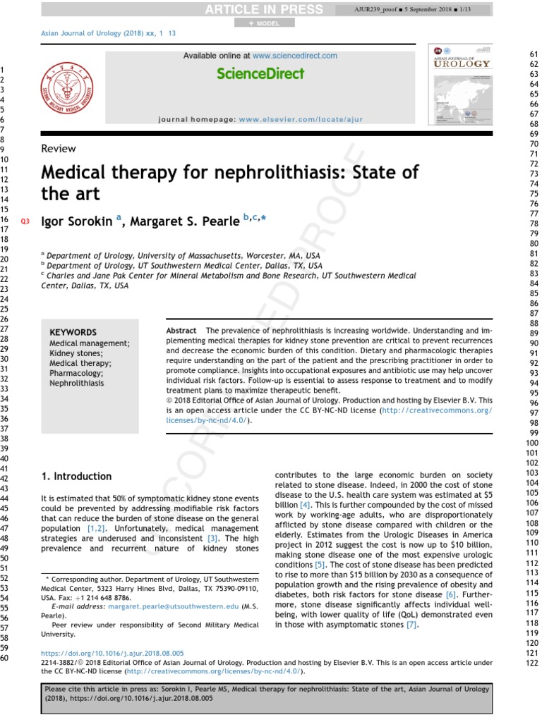 Medical Therapy For Nephrolithiasis State of The Art Sciencedirect PDF Vitamin D Dietary