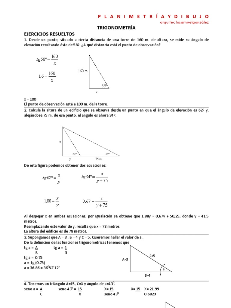 Ejercicios Triangulos Funciones Trigonometric As Pdf Triangulo Trigonometria