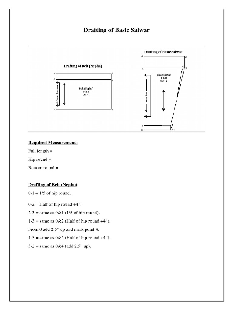 Basic Salwar Drafting Guide | PDF | Teaching Methods & Materials