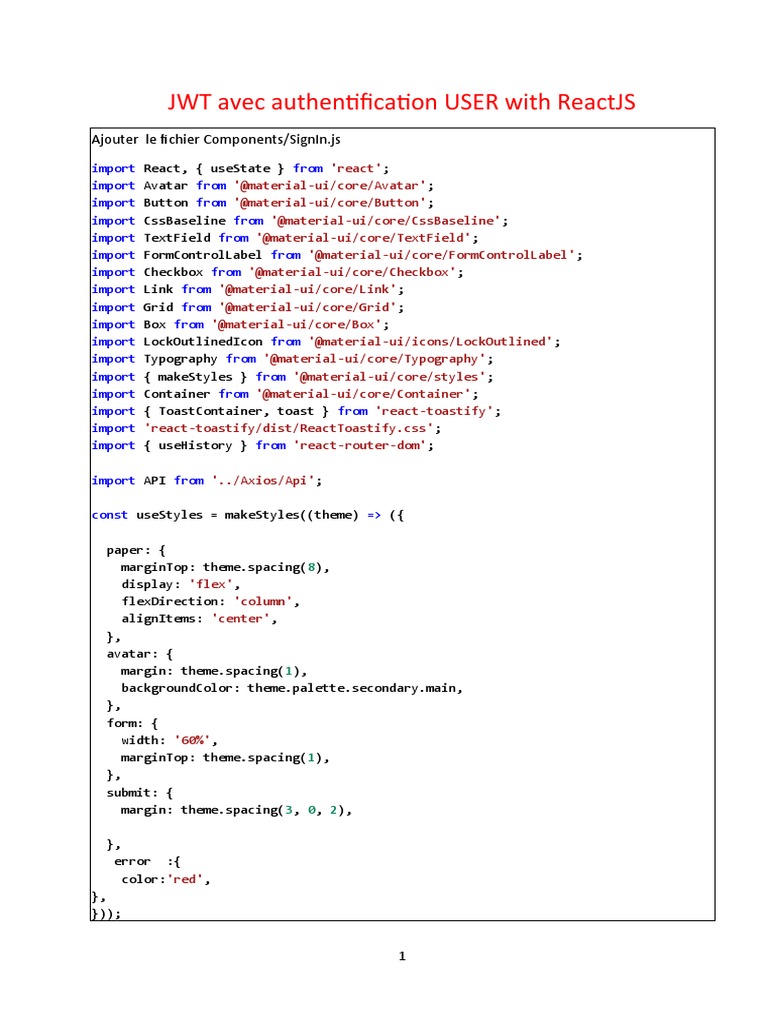 JWT Avec Authentification User With Reactjs: Ajouter Le Fichier ...
