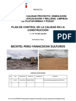 Plan de Control Calidad CQC - Demolición de Concreto, Excavación y Relleno, Limpieza de Plataformas y Pozas