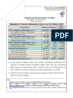 Highlights of Telecom Subscription Data As On 31st March, 2022