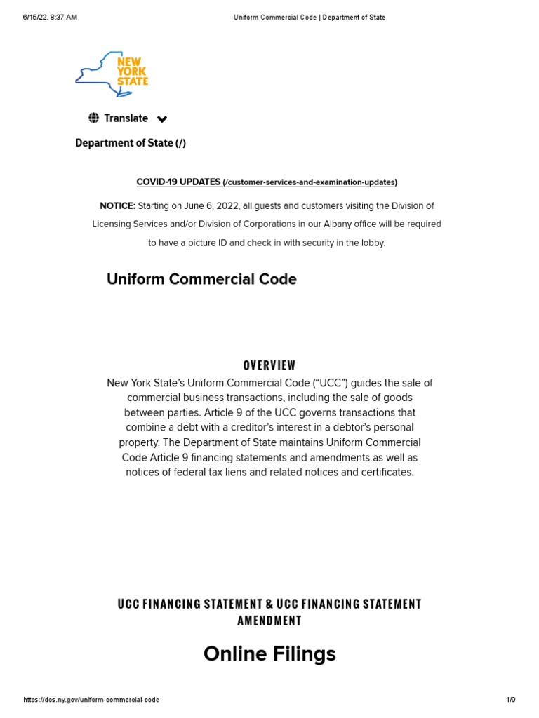 Uniform Commercial Code Department of State PDF Uniform Commercial Code Justice