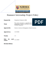 Summer Internship Project Policy: Prepared by