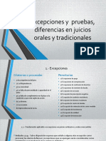 Excepciones y Pruebas, Diferencias en Juicios Orales