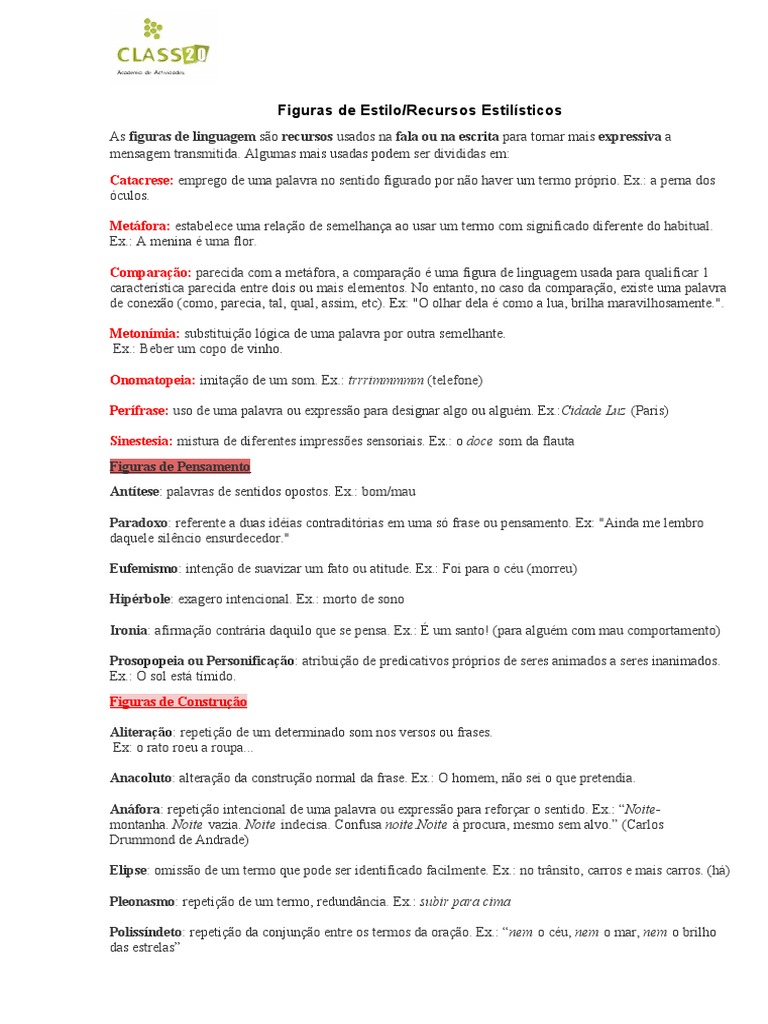 Figuras de Estilo | Download grátis PDF | Metáfora | Linguística