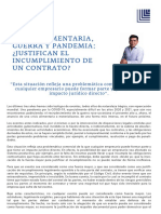 Crisis Alimentaria, Guerra y Pandemia: ¿Justifican El Incumplimiento de Un Contrato?