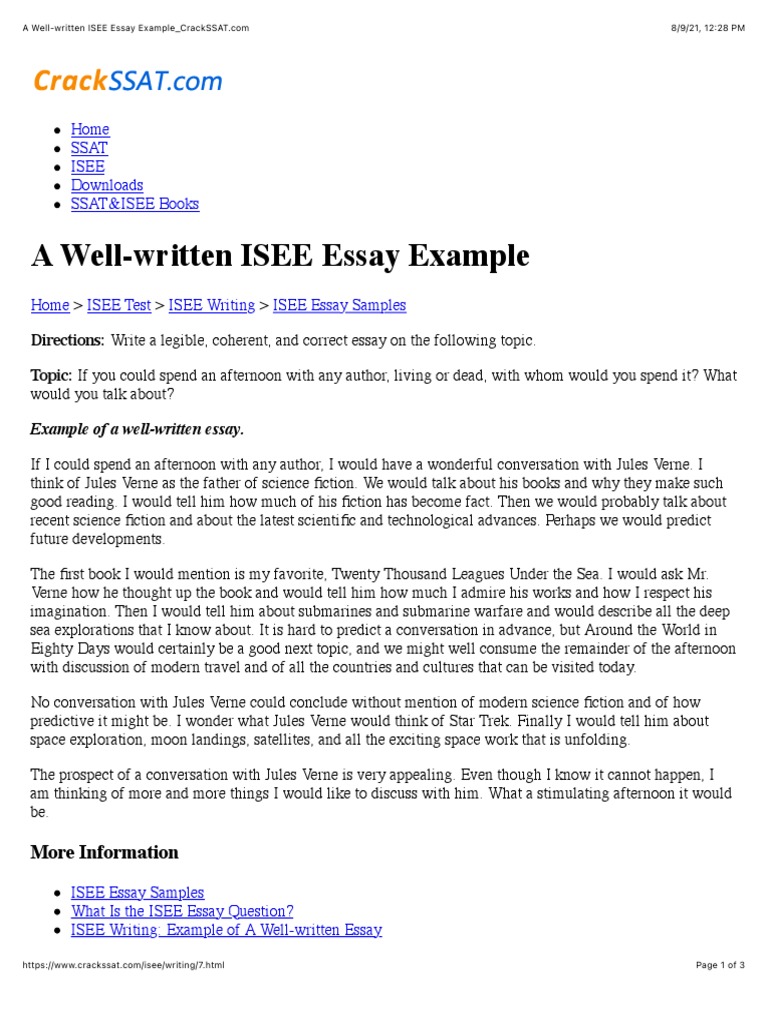 isee practice essay questions