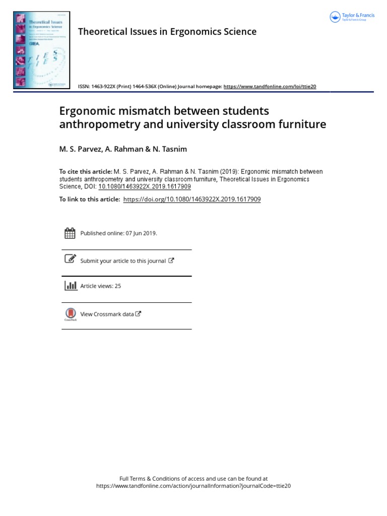 Ergonomic Mismatch Between Students Anthropometry and University