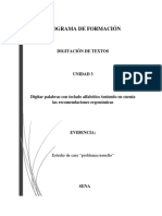 Estudio de Caso "Problema Resuelto" ACTIVIDAD DE APRENDIZAJE 3. DIGITACION DE TEXTOS