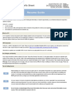Resume Guide: Academic Training Info Sheet