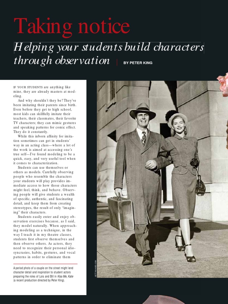 Character Building Through Observation | PDF | Imitation | Actor