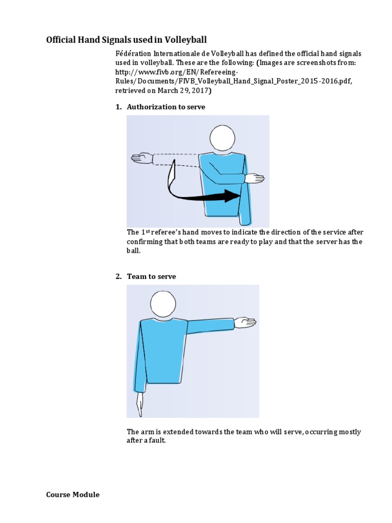 Official Hand Signals Volleyball | PDF | Volleyball | Hand