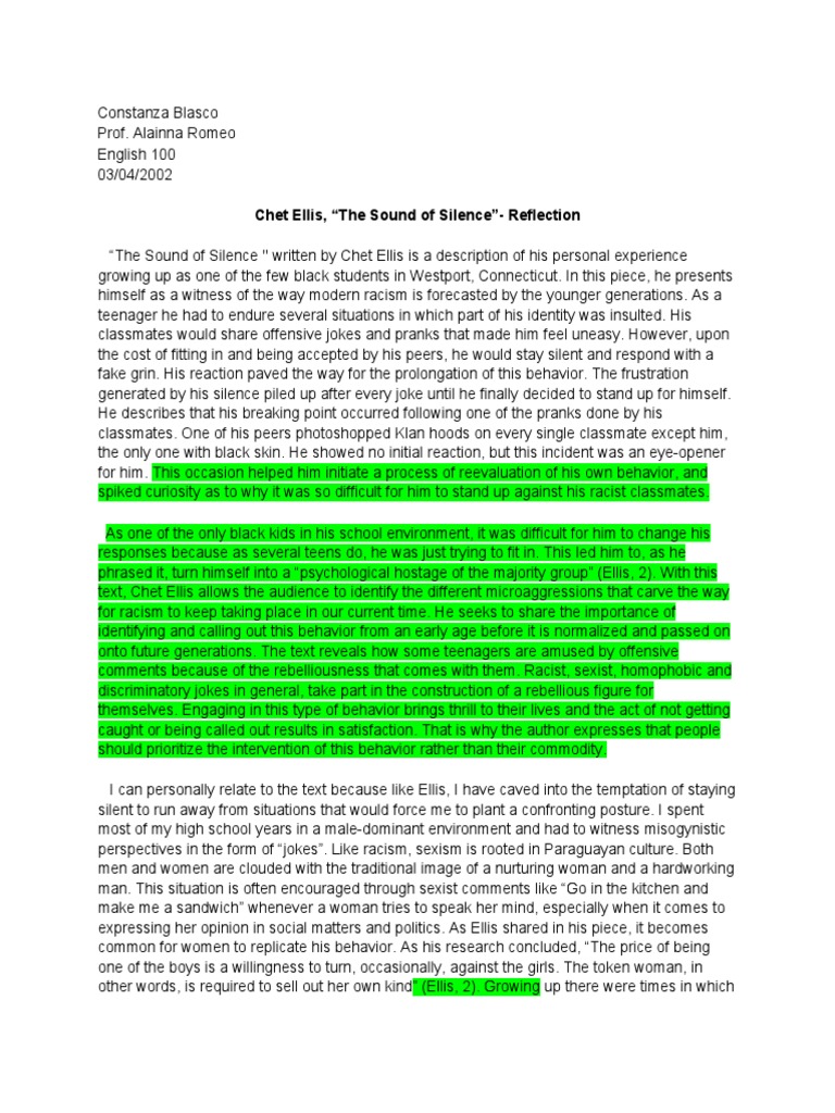 Reflection Essay 1 PDF Sexism Adolescence