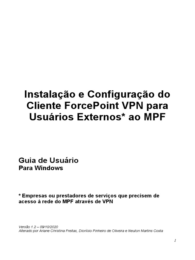 Guia de Instalação do ForcePoint VPN | PDF | Rede Privada Virtual (VPN ...