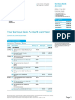 Your Barclays Bank Account Statement