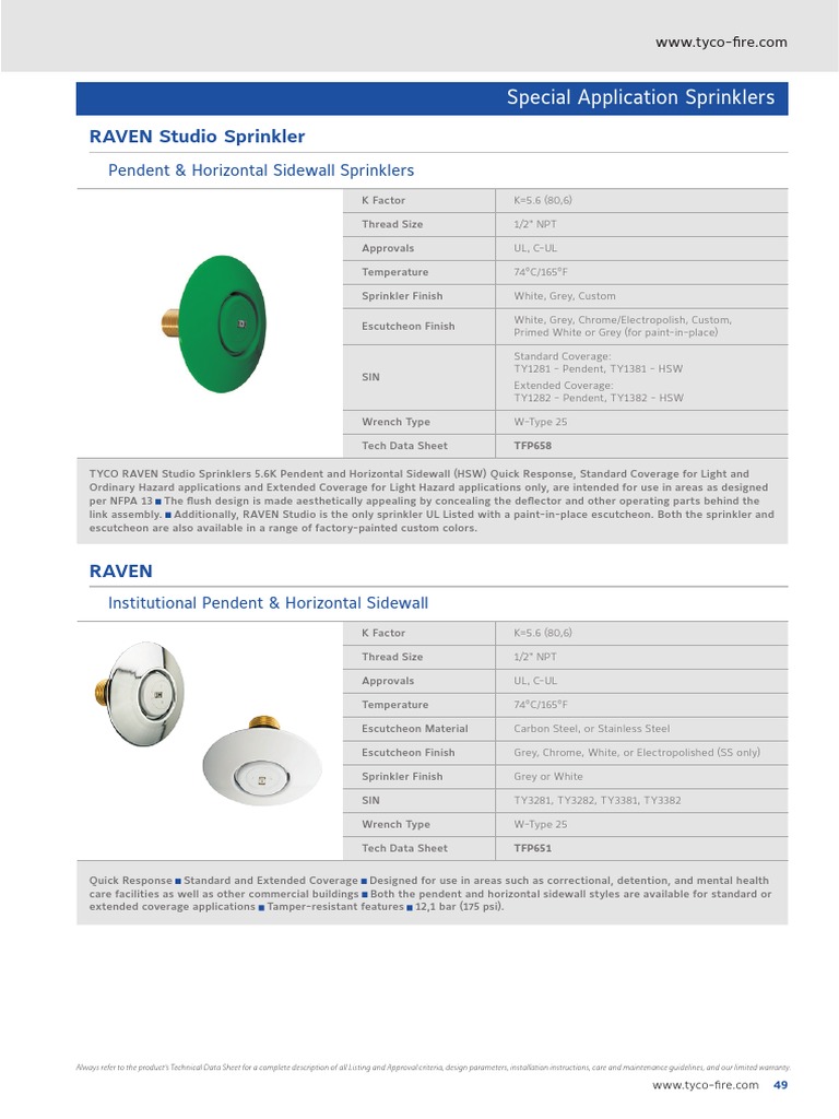 RAVEN Studio Sprinkler: Special Application Sprinklers | PDF | Fire ...