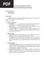 Reinforced Concrete Design Module 10 Subject: CE 74A-Reinforced Concrete Design