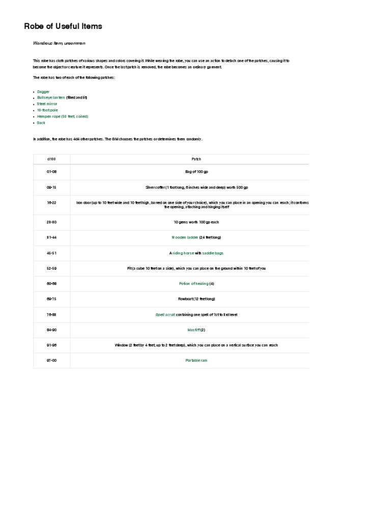 Robe of Useful Items PDF Manufactured Goods