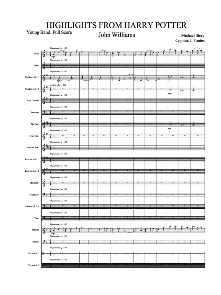 Harry Potter Partitura PDF Saxophone Woodwind Instruments