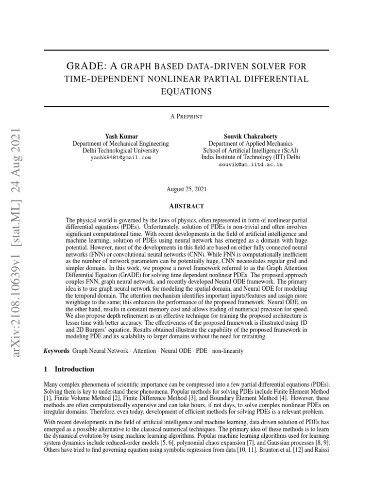 GrADE A Graph Based Data Driven Solver F | PDF | Partial Differential ...