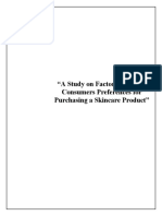 A Study On Factors Affecting Consumers Preferences For Purchasing A Skincare Product