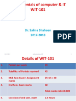 Fundamentals of Computer & IT WIT-101: Dr. Salma Shaheen 2017-2018