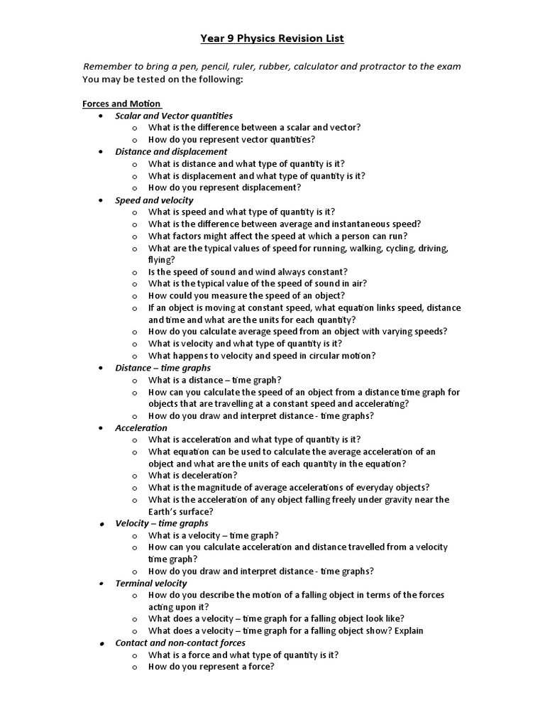 Year 9 Physics Exam Revision Guide | PDF | Waves | Electromagnetic ...