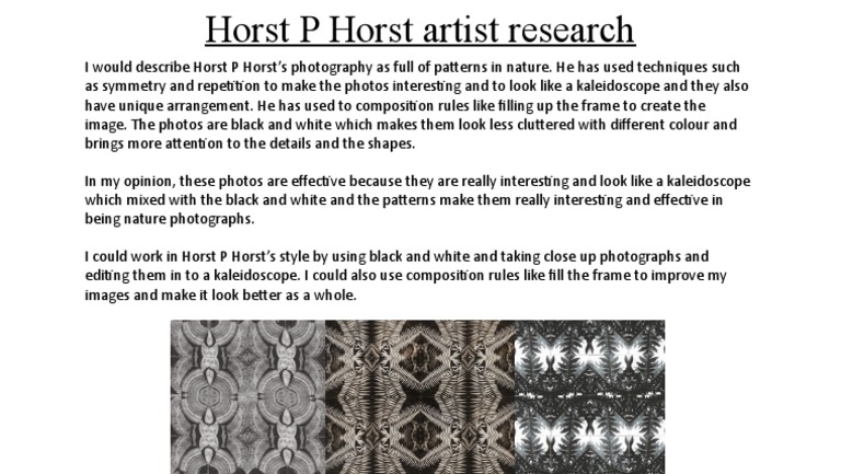 Horst P Horst: Nature Patterns in B&W | PDF