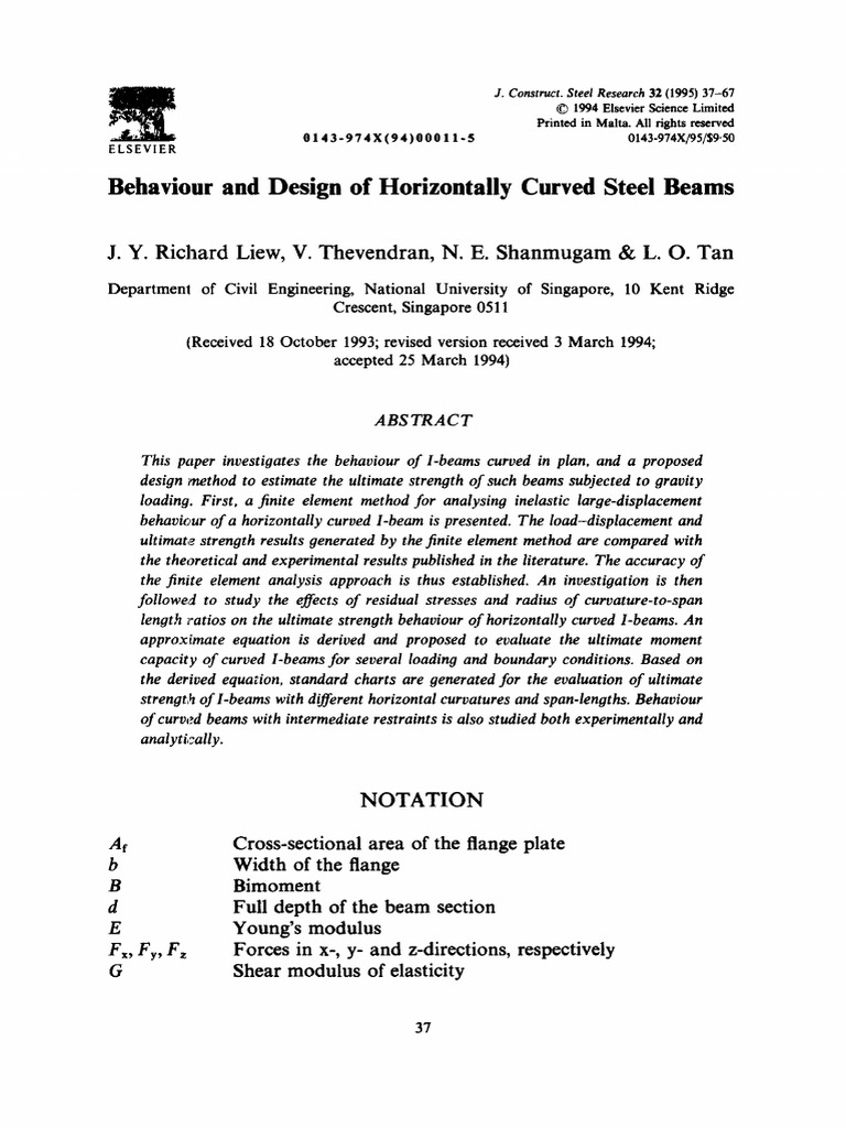 Behaviour and Design of Horizontally Curved Steel Beams1994 PDF
