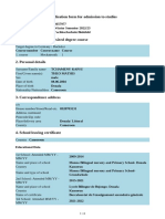 Application for admission studies