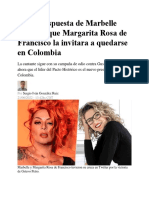 Marbelle rechaza invitación de Margarita Rosa a quedarse en Colombia tras victoria de Petro