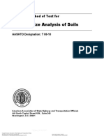 Particle Size Analysis of Soils: Standard Method of Test For