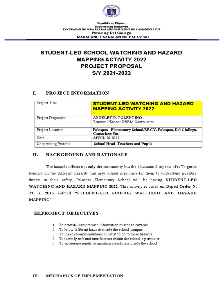 Student-Led Hazard Mapping Proposal | PDF | Science & Mathematics