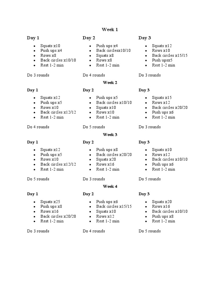 Heroic Sport 4 Week Routine | PDF | Home & Garden | Self-Improvement