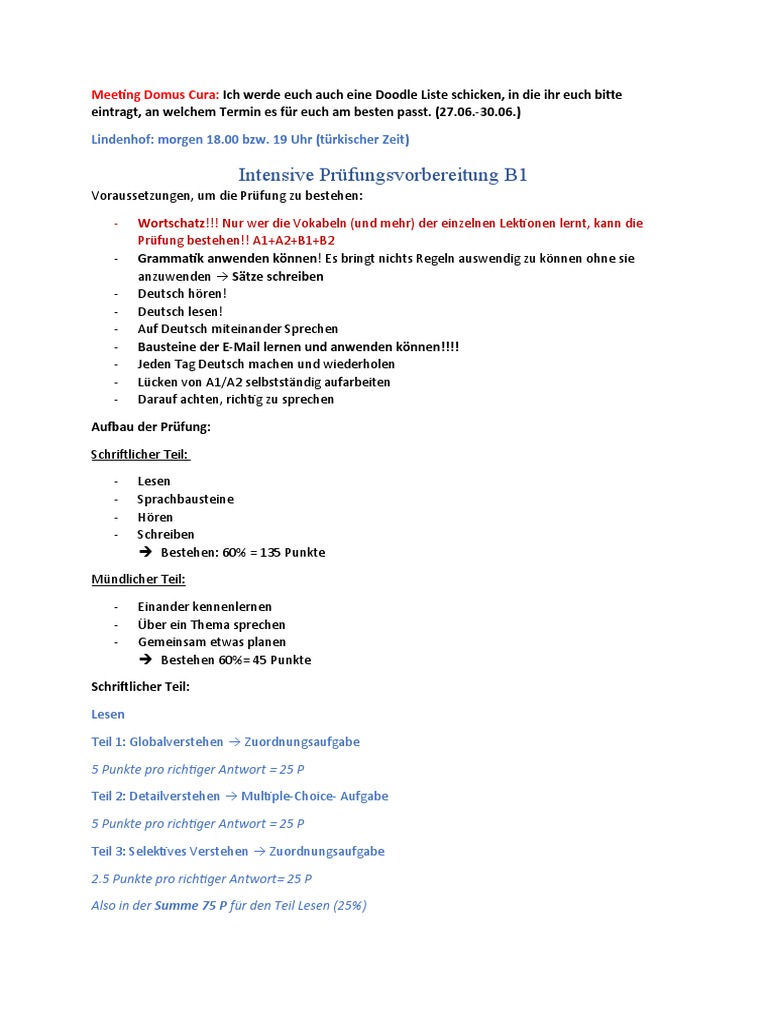 Intensive Prüfungsvorbereitung B1 | PDF