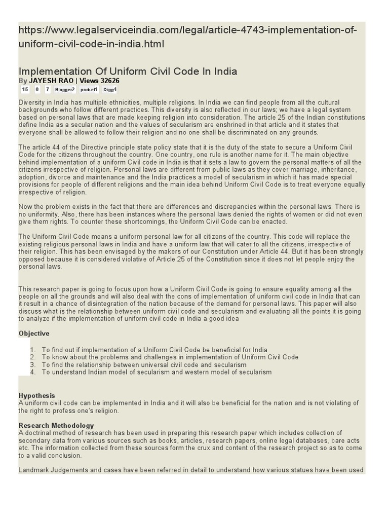 UniformCivilCodeInIndia HTML Implementation of Uniform Civil Code