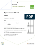 Physical Education Cambridge Progression Test P1 - ST7 (2022