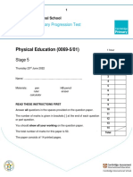 Physical Education Cambridge Progression Test P1 - ST5 (2022)